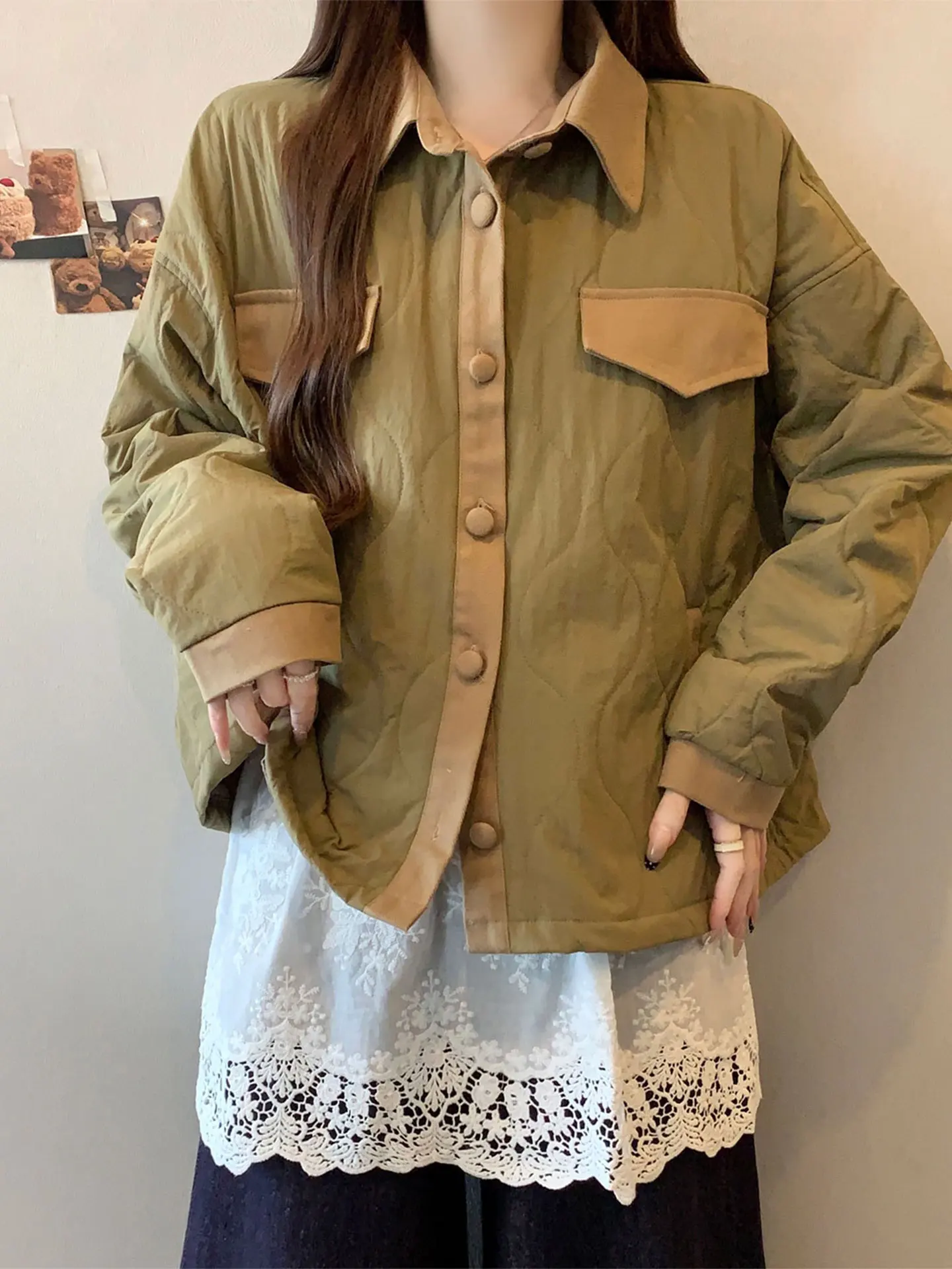 

een Long Sve Loose Fit Coat for plus Size Women Autumn Winter Faion Slimming Effect Korean Sle Casual Outerwear