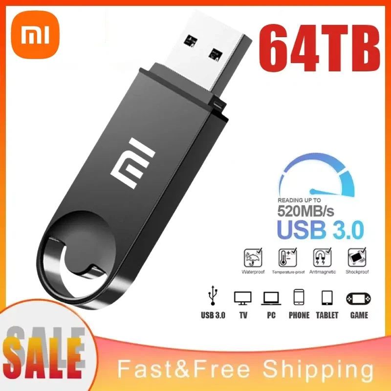 Xiaomi 64TB USB Flash Drive 16TB pendrive สำหรับโทรศัพท์แอนดรอยด์เมมโมรี่สติ๊ก2TB คลิปโลหะไดรฟ์ปากกาหมุนได้