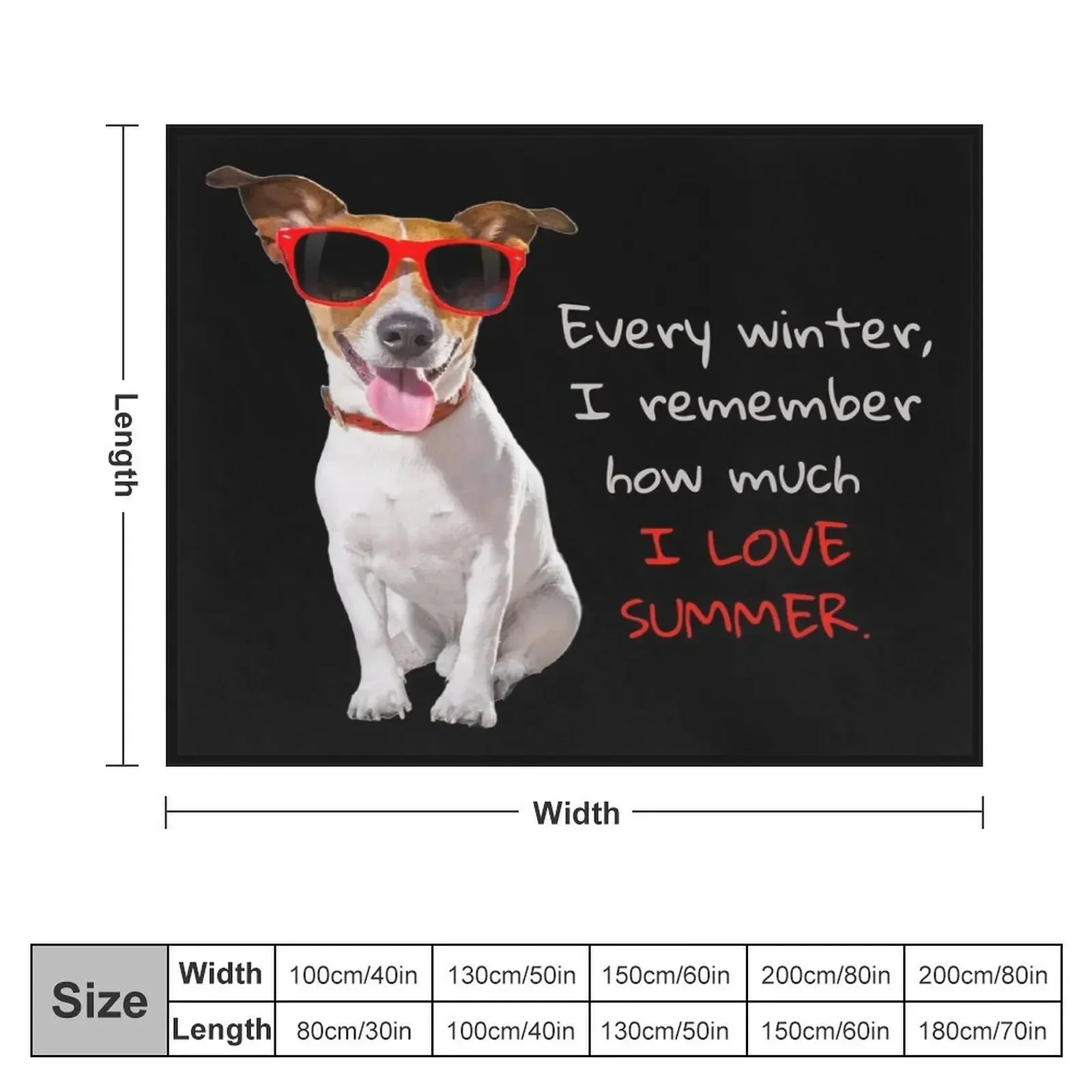 Every winter, I remember how much I love summer. Jack Russell terrier in red sunglasses. Throw Blanket Plaid decorative Blankets