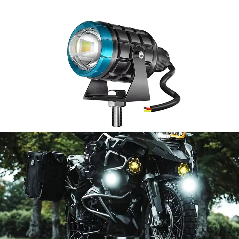

1pc Auxiliary Spotlight Lamp Moto Fog Light Accessories Motorcycle Mini Driving Light Headlight Universal Dual Color ATV Scooter