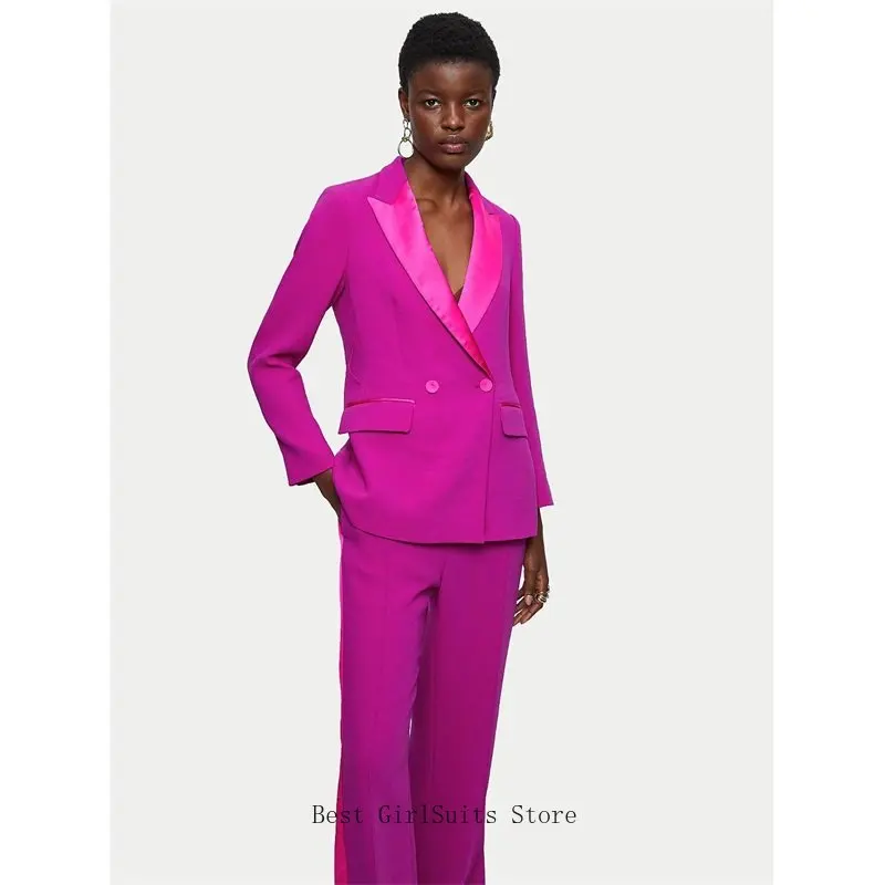 Set di abiti da donna di colore cucito 2022 Blazer con cintura + pantaloni abito da sera da ballo doppiopetto di moda firmato su misura