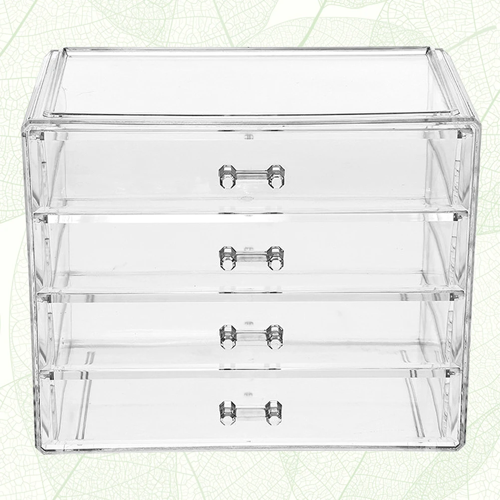 

1Pcs Storage Box Large Transparent Acrylic Four Drawer Makeup Organizer Home Desktop Beauty Storage Case Waterproof