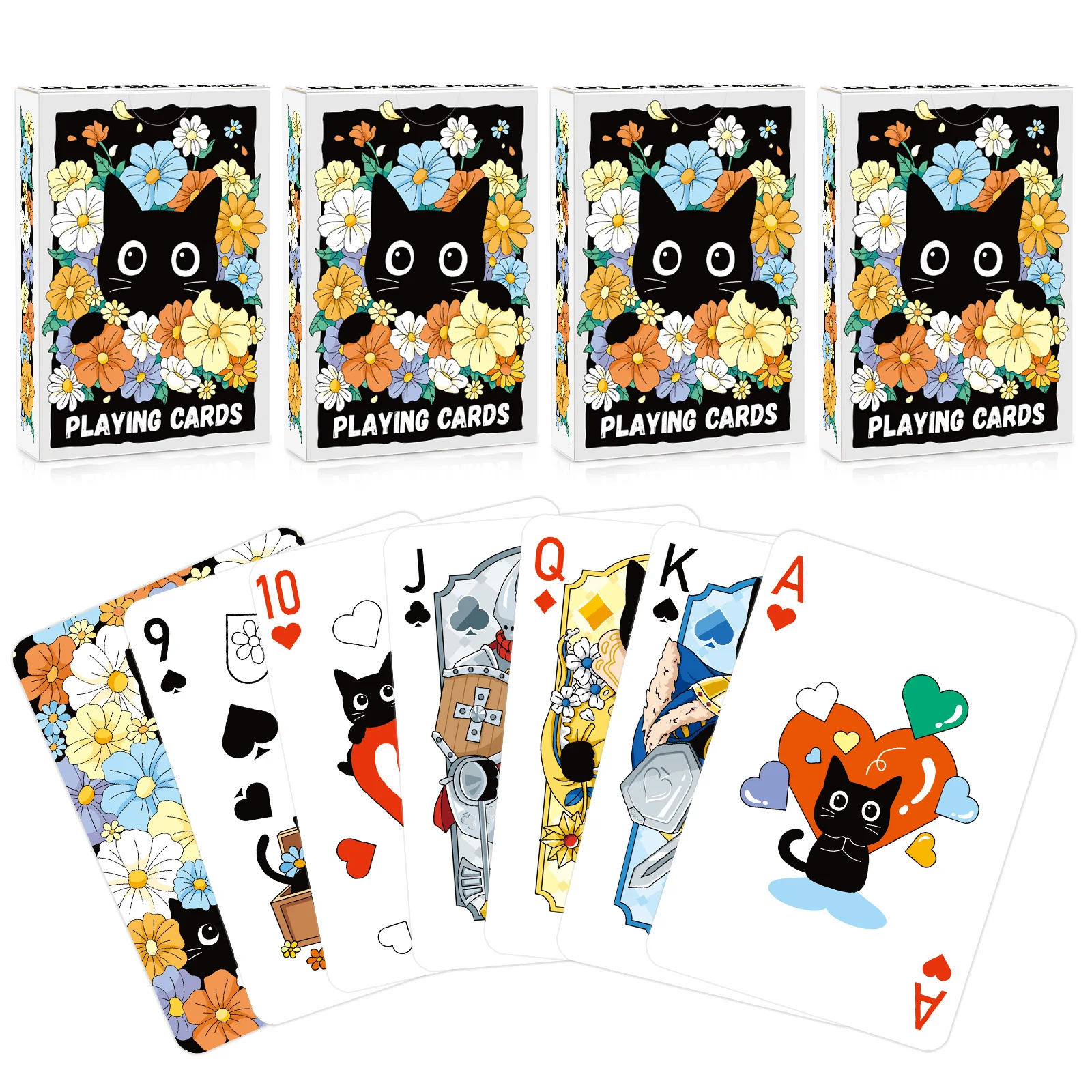 Cartas de Juego con Diseño de Gato Negro | 1 Baraja/2 Barajas/4 Barajas de Cartas de Juego de Alta Calidad para Juegos de Adultos, Regalos para Juegos de Cartas, Juego Familiar