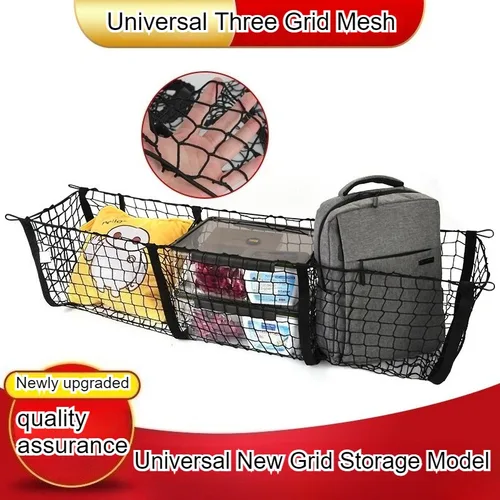 Para camionetas SUV, red de almacenamiento para coche con 3 bolsillos, red para equipaje de 3 columnas, bolsa de red para 3 cestas, red de almacenamiento para maletero, accesorios para automóvil