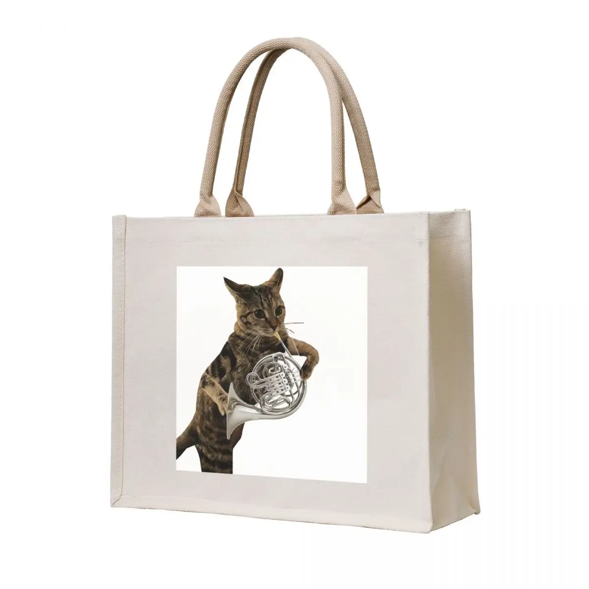 

French Horn Kitten Tote Bag Women's shopper Women's bag canvas tote bags shopper bag women
