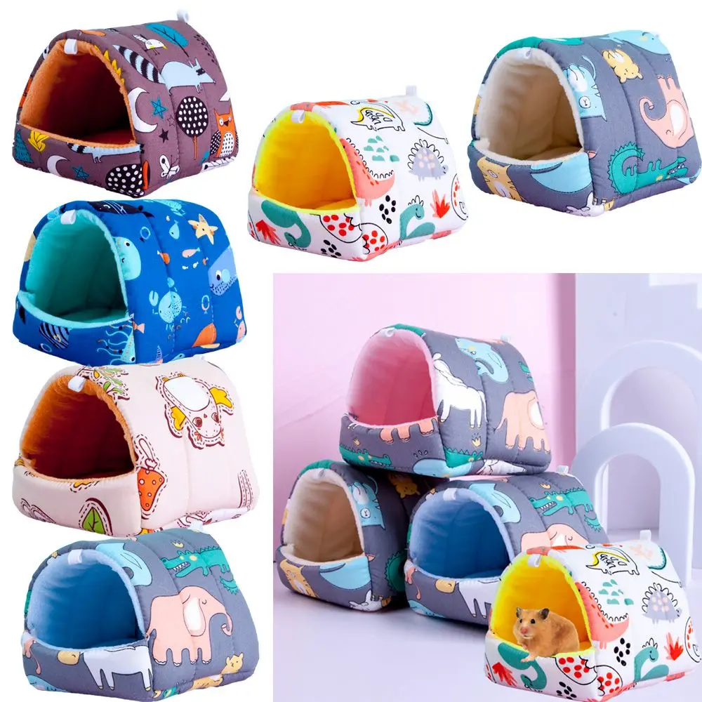 Cute Winter Rabbit Squirrel Mini Cage Guinea Pig Nest Small Animal Sleeping Bed Hamster House Comfortable Soft Plush Warm Mat