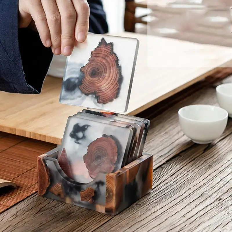 Wooden Tea Coaster Home Resin Insulation Simple Cup Holder Kitchen Glass Cup Holder Heat Insulation Anti-scalding Cup Holder