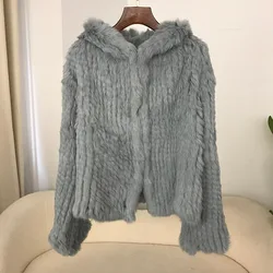 Fur Women's Coat Autumn/winter New Encrypted Thickened Hand-woven Double-sided Hooded Korean Short Fur Women's Coat
