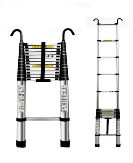 2M 2.6M aluminum alloy ladder portable telescopic household folding hook, foot pedal single ladder indoor and outdoor