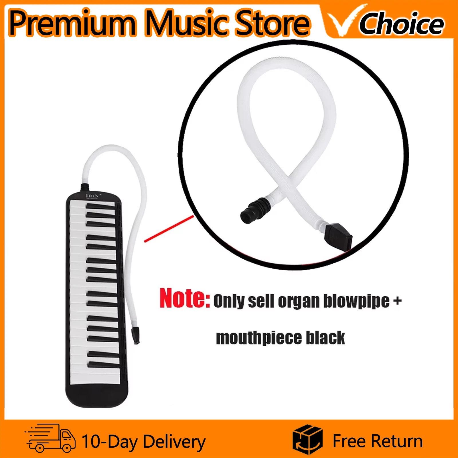 32/37 Keys Melodica Flexible Tube Pianica Mouthpiece ABS Plastic Melodica Accessories Black Musical Instrument Replacement Parts