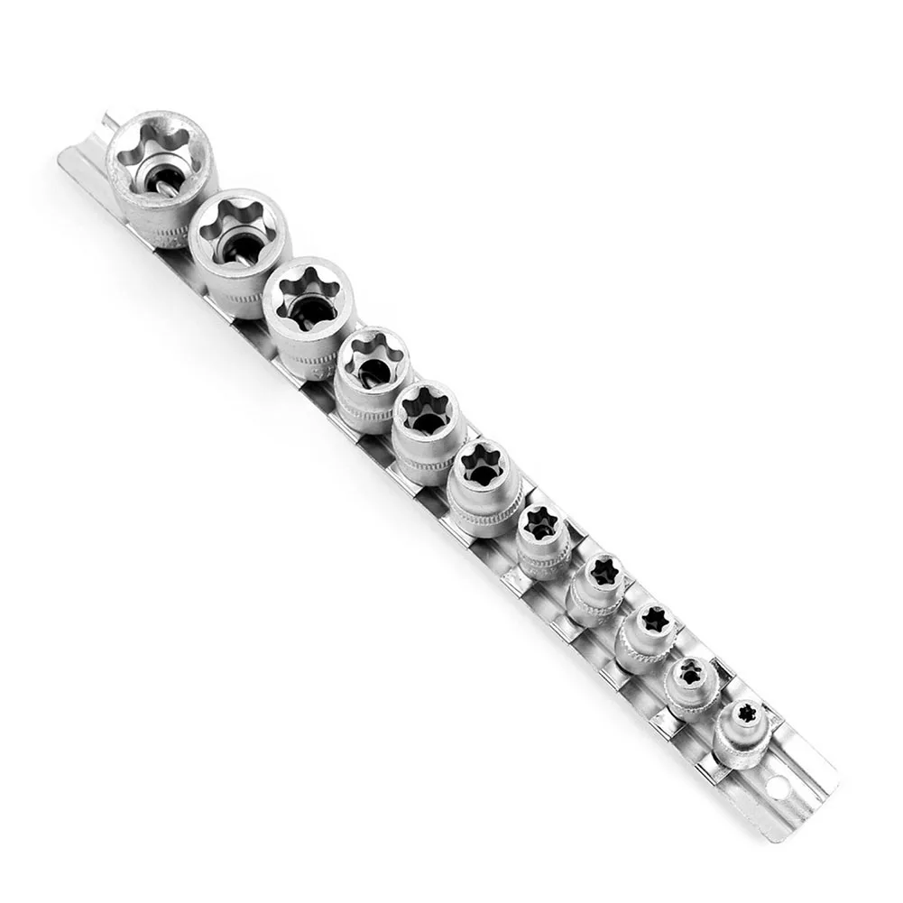 

E E And Inch And Inch And Inch And Inch Chrome Vanadium Steel Matt Chrome Plated Outer Torx Socket Spanner Set