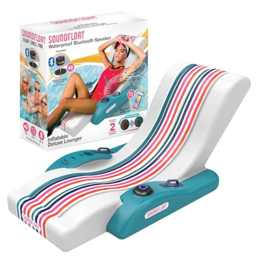 Inflatable Pool Lounger with Bluetooth IPX7 Waterproof Speaker Cup Holder Floating Pool Chair for Adults/ Premium Pool Float fo