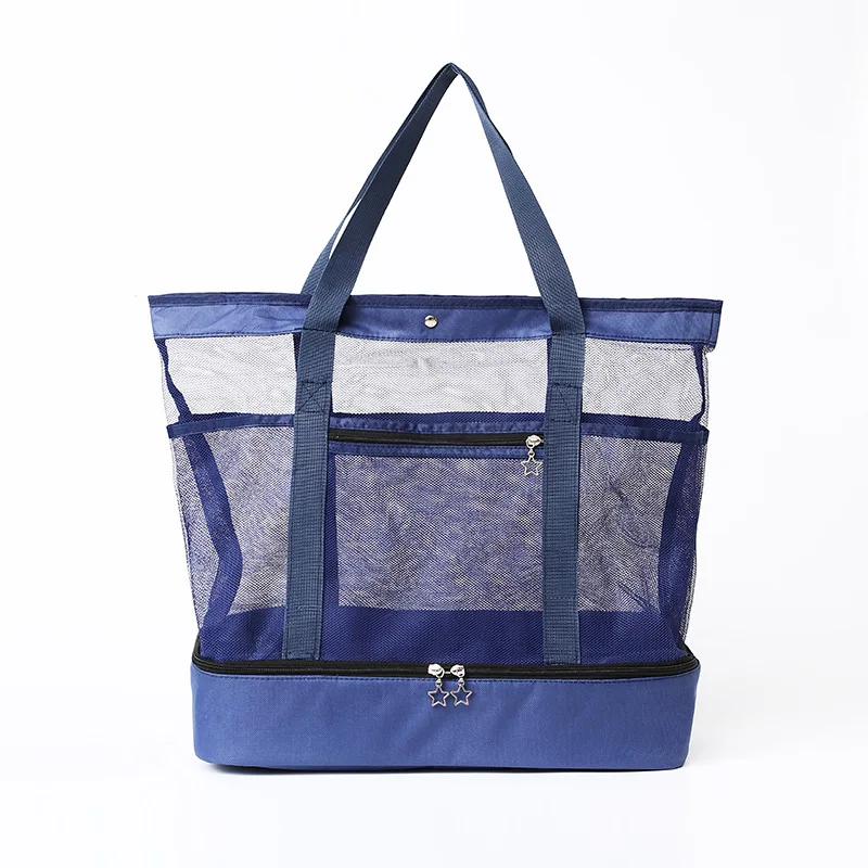 

Double-layer Storage Handbag Transparent Mesh Swim Tote Heat Preservation Picnic Beach Bag Portable Travel Gym Shoulder Bags