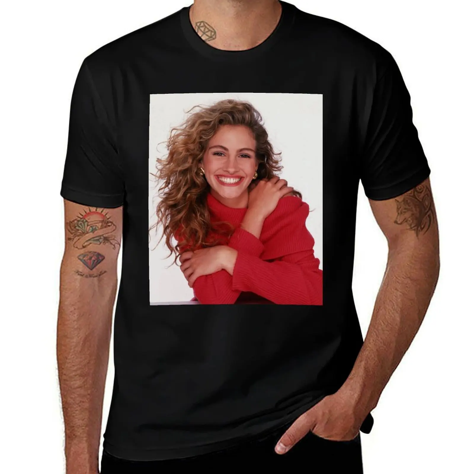 JULIA ROBERTS Art T-Shirt Casual Loose Short Sleeve Tee for Men