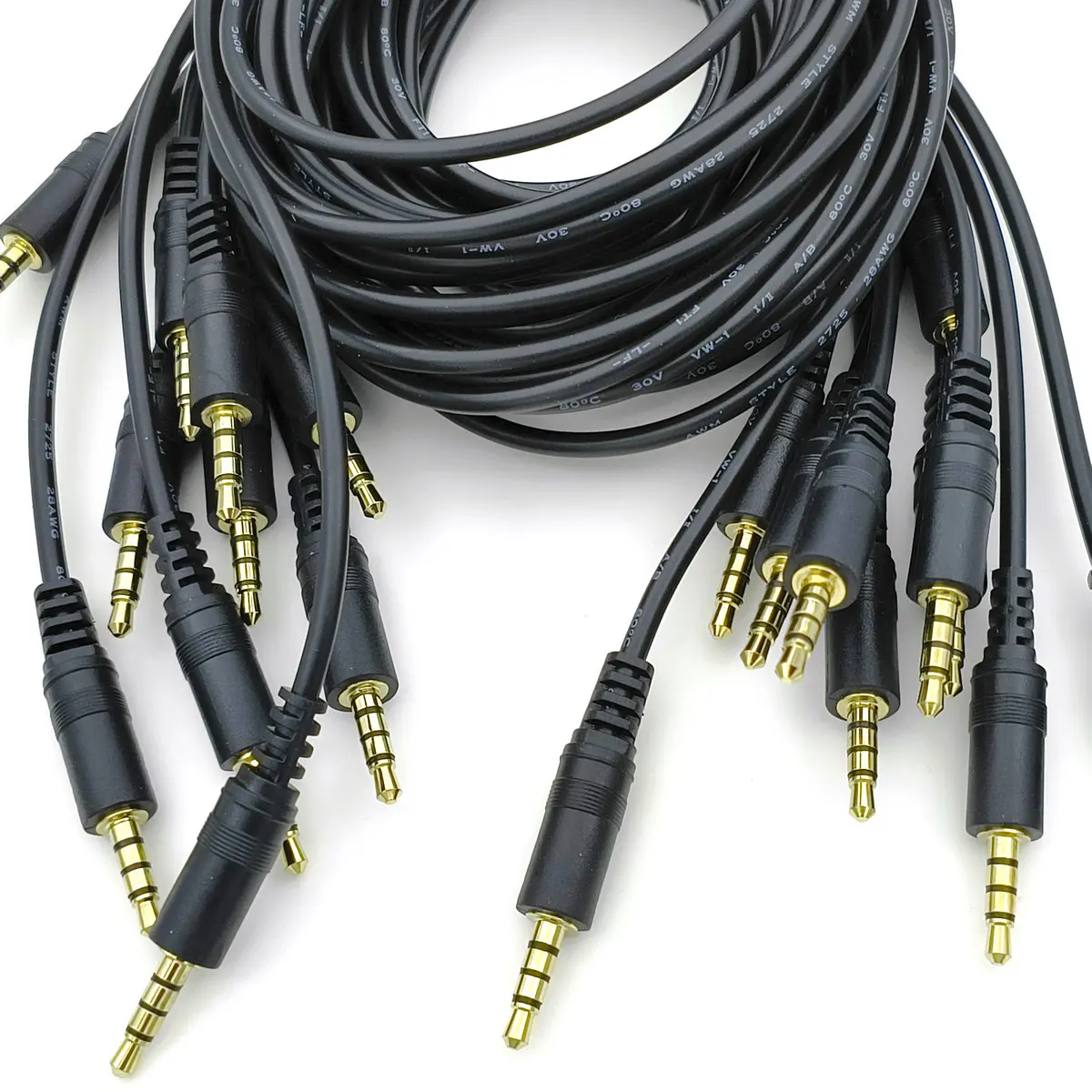 10pcs gold plated high-quality 100cm cable 3.5mm 4 Pole 1/8 male mini plug TO 3.5mm 4 Pole Male audio connector