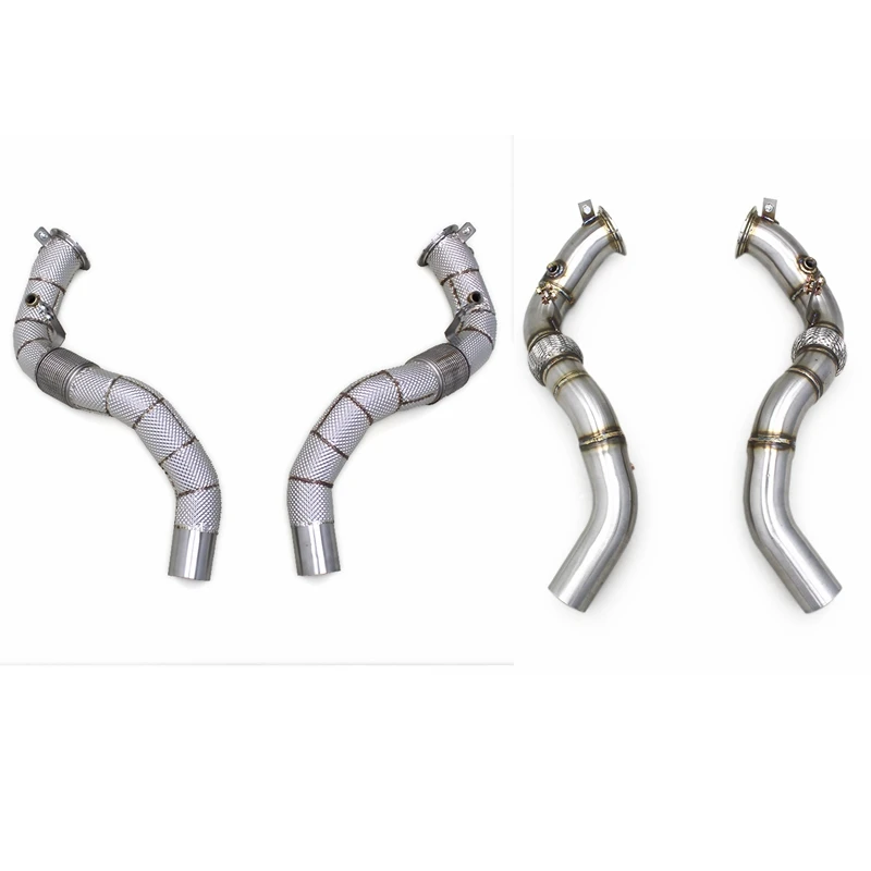Race Free Flow Downpipe For BMW X5M/X6M F85/F86 4.4TT 2015-2019 Stainless Steel Heat Shield Exhaust Pipe