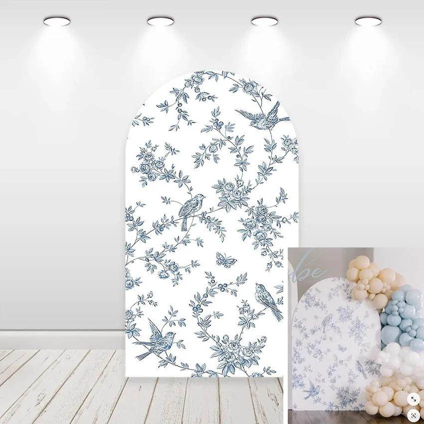 

Mehofond Custom 2-Sided Flowers Birds Pattern Wedding Birthday Party Baby Shower Covers Chiara Arch Decor Backdrop Photo Studio