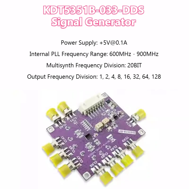

Si5351B Модуль источника частоты 4-канальный генератор тактовых сигналов 2,5 кГц-225 МГц Источник опорных часов KDT5351B-033-DDS