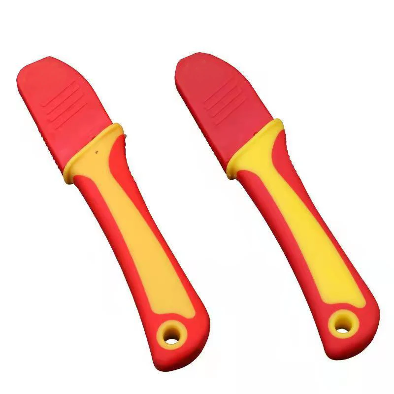 Couteau isolé pour électriciens, dénudeur de fil, cisailles à dénuder les câbles, lame droite et incurvée, manche en caoutchouc, image 4