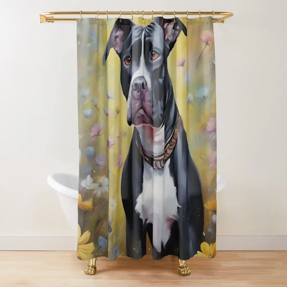 

Black and White Pitbull Dog Shower Curtain Anime Bathroom Shower Bathroom Bathroom Accessorys Waterproof Shower Curtain