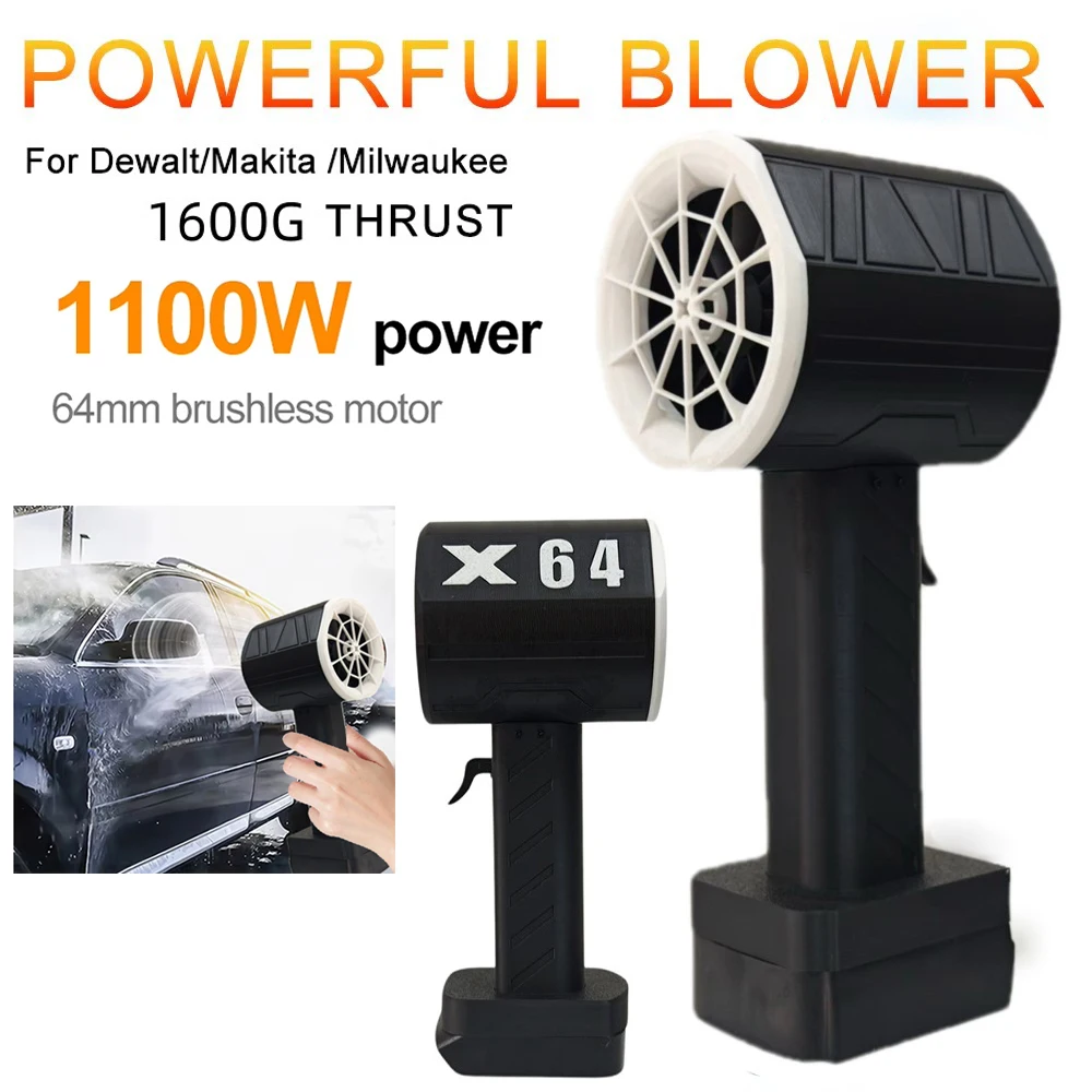 X64 Car Violent Blower Thrust 1.6kg Handheld Turbo Jet Fan 64mm Brushless Motor Turbojet Fan High Speed Car Water Blower Air Gun