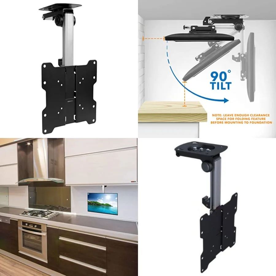 

Flip Down TV & Monitor Mount, Under Cabinet & Ceiling Bracket for Kitchens, RVs & Small Spaces | Fits 13–37 Inch Screens | VESA 75x75 100x100 200x200 | Tilt & Swivel | 44 lbs Capacity