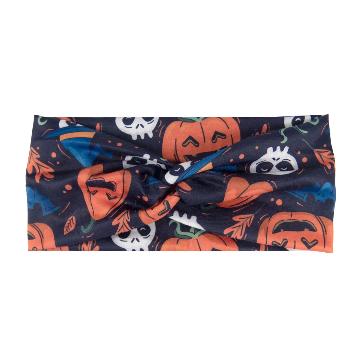 Böhmisch bedruckte Schädel Kürbis Grimasse Halloween breites Stirnband geknotet elastisches Stirnband Yoga Laufhaar Zubehör für Frauen – Detail 8