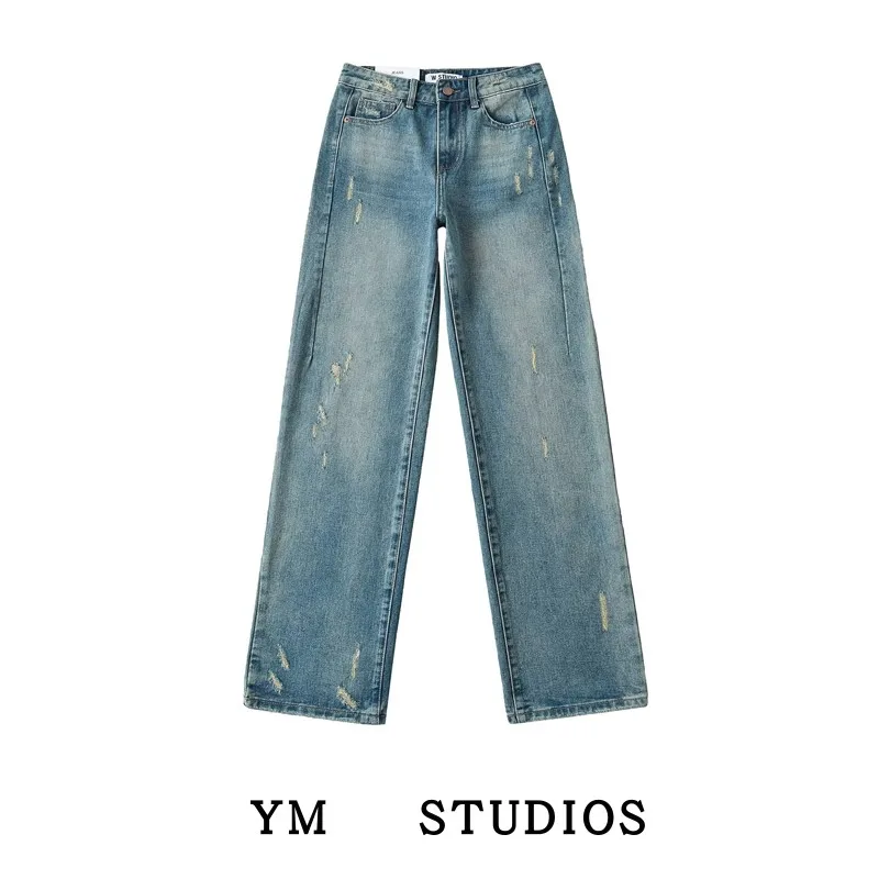 

American High Street Straight Leg Jeans Women's Four Seasons Long Leggings Casual Bootcut Trousers Floor-Length Pants