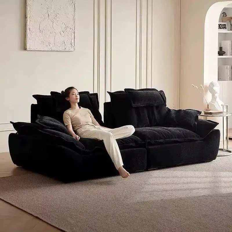 Simple modular sofa with sponge and Sherpa fabric adjustable backrest ultra-deep seat