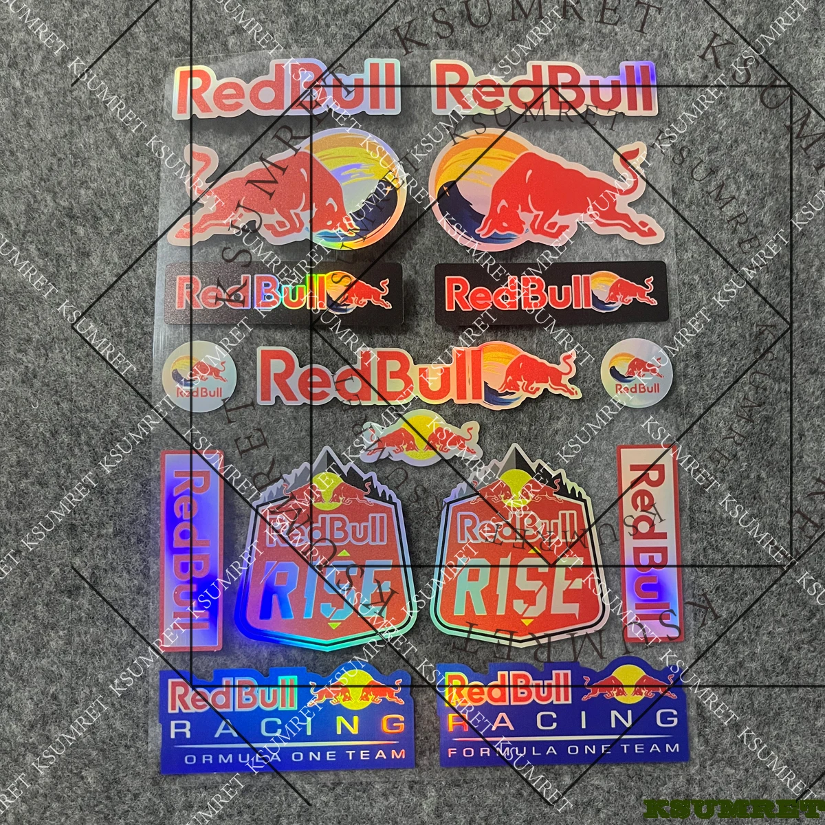 Kit de calcomanías adhesivas láser para motocicleta Red Bull, rojo y negro