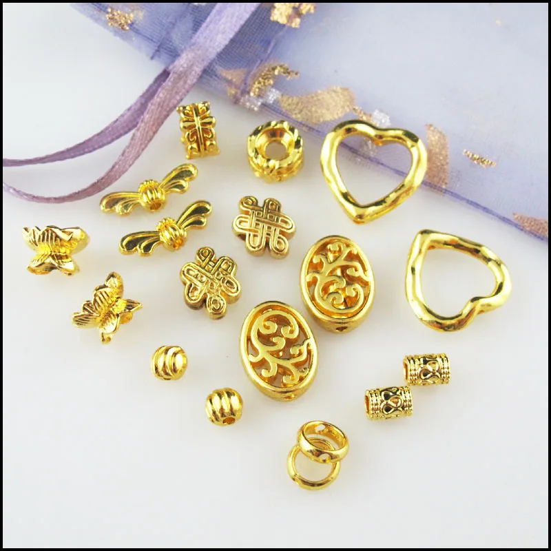 Fashion New Heart Frame Oval Chinese Knot Wings Charms Spacer Bar Beads Gold Plated