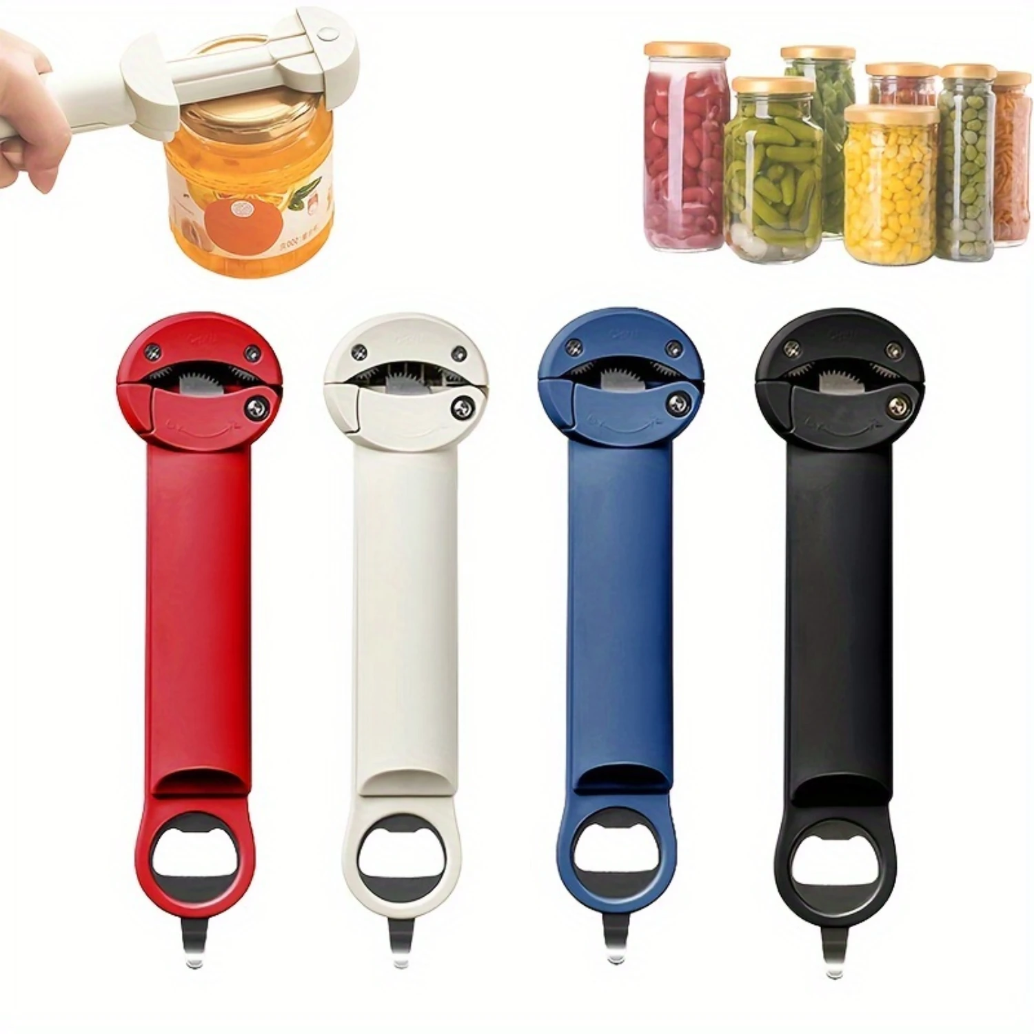 1pc, 4 Colors 3 In 1 Labor Saving  Bottle Opener, Retractable Bottle Opener, Multi-functional Glass Can Opener, Screw Bottle Cap