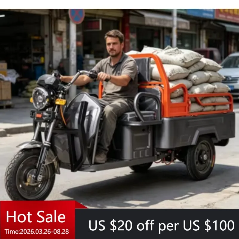 YC 400kg payload, customizable color 60V foldable open cargo box electric tricycle, brushless DC motor