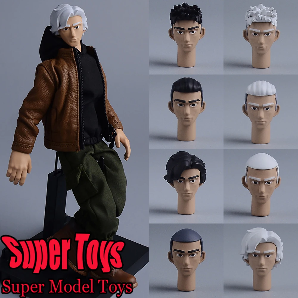 

In Stock 8 Style 1/12 Scale Male Soldier Head Sculpture ZERO Jie Luo Head Carving Fit 6-inches Action Figure Model Doll Body