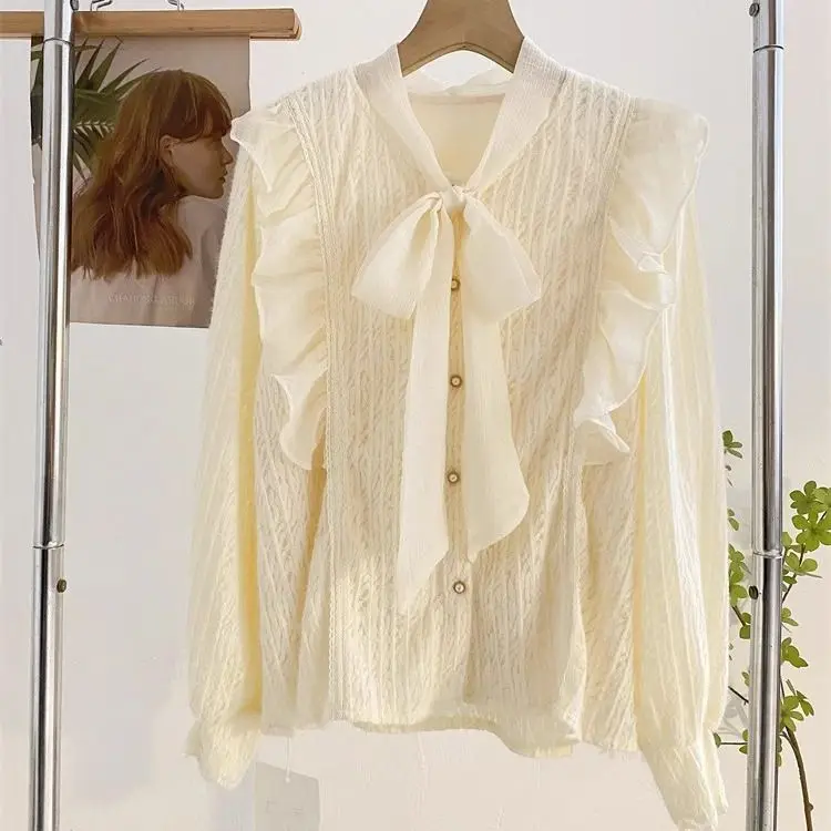 Shirts & Blusen Blusa Feminina Krawatte Up Bogen Chiffon Hemd Herbst Winter Frauen Top Pirm Centro Camisas De Mujer