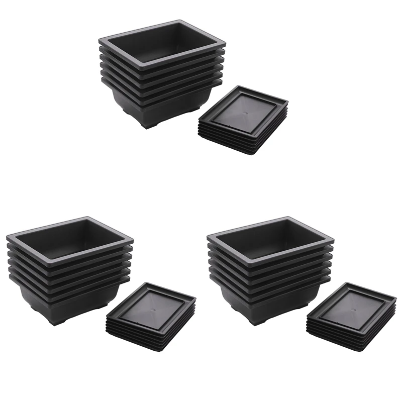 

Promotion! 18-Piece Bonsai Pots-Classic Deep Wet Tray With Built-In Mesh-For Plants, Flowers, Herbs, Plastic Square Pots