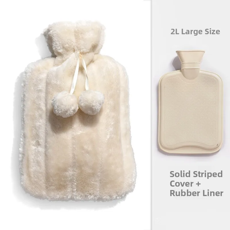 Verdickte Gummi-Wärmflasche, groß, 2 l Füllung, warme Hand, Schatz, niedlicher Flanellbezug, Dormi-Wärme, Heimgebrauch, täglich