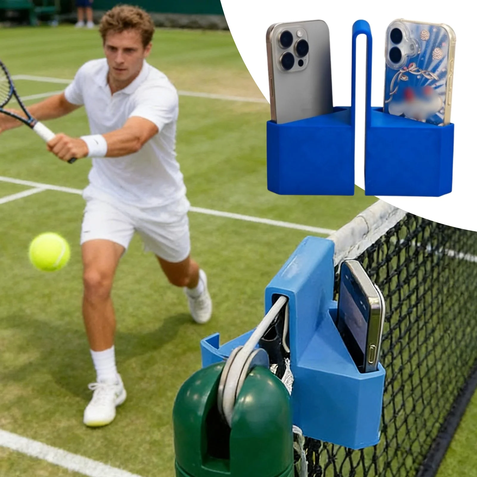 

Fence Phone Mount Portable Clamp 3D Printed Tennis Camera Holder for Match Analysis Court Practice Live Streaming Sports