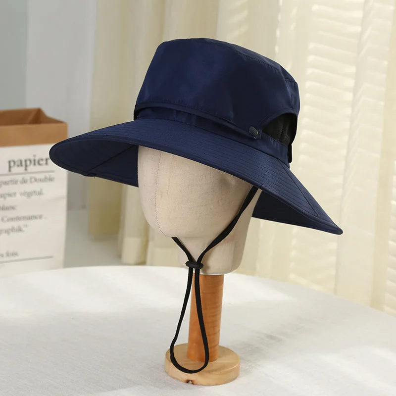 Summer Men's Outdoor Sun Hat, Korean Version of Simple Solid Color Sun Hat Breathable Removable Bucket Hat Sun Hat