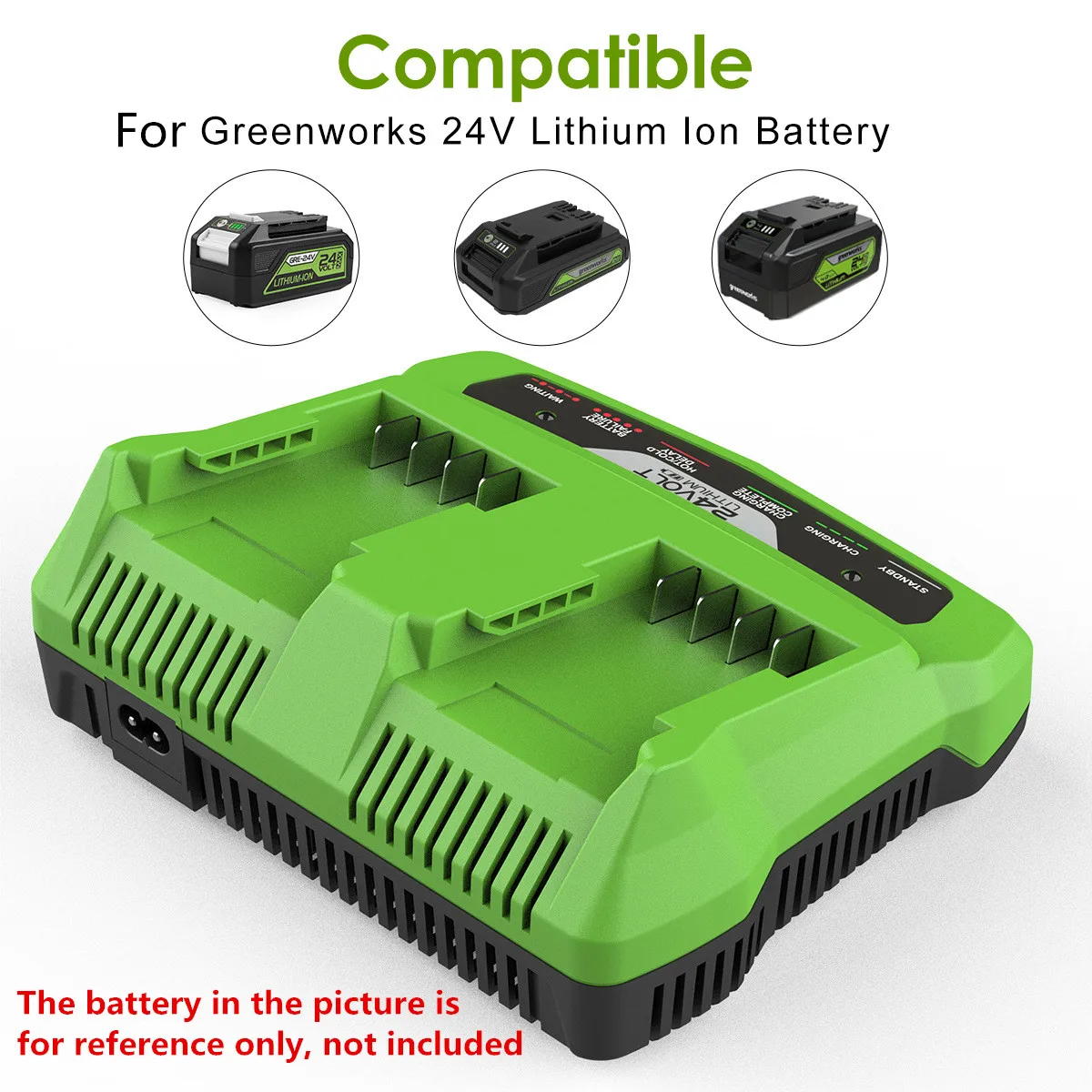 High quality New double charging port 1.5A charger For Greenworks 24V li-ion battery Charger for Greenworks 24V Li-ion battery