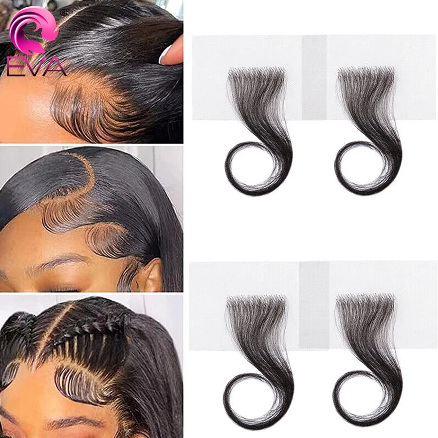 4Pcs HD Lace Baby Hair Stripes Body Wave Human Hair Baby Hair Swiss HD Baby Hair Edge Reusable More Natural Baby Hair Strips