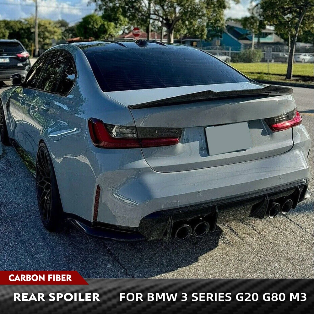 

For BMW 3 Series G20 Sedan G80 M3 2019-2025 330i 330e M340i Carbon Fiber Car Rear Trunk Spoiler Rear Boot Lid Highkick Wing Lip