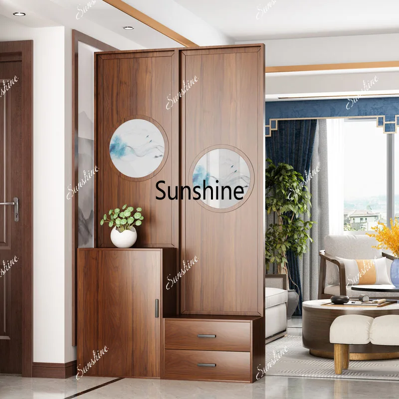 YLH new Chinese screen partition modern simple wooden decoration into the room hall cabinet