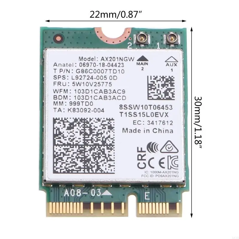 N84B AX201NGW WIFI NGFF สำหรับคีย์ E สำหรับ M.2 CNVIO 2 Dual Band 2.4G Wireless Adapter Card 802.11ac BT 5.0 สำหรับ Win10