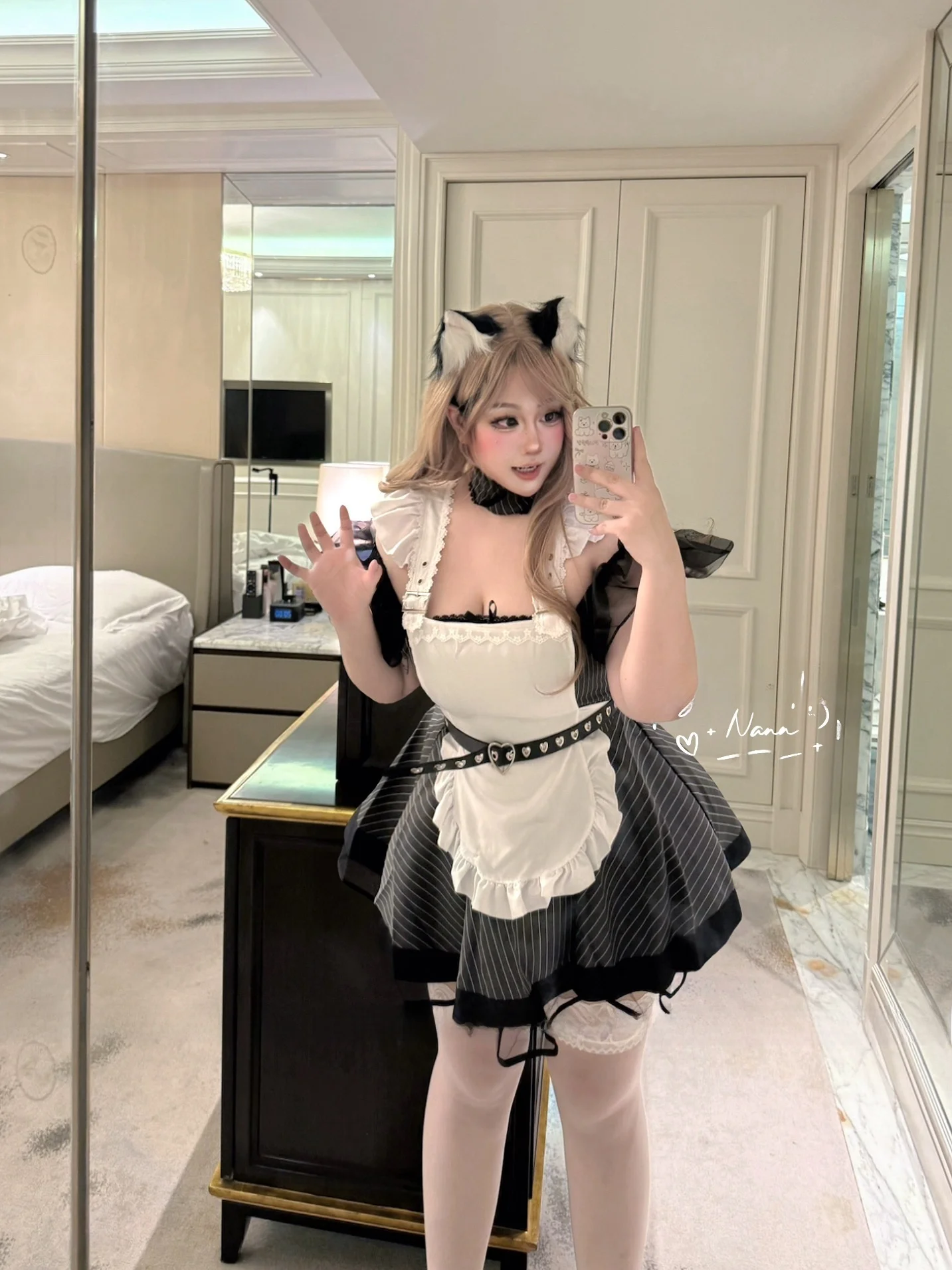 

Платье-униформа горничной Good Night Nana Apprentice Goddess больших размеров, милое, с завышенной талией, в полоску, в стиле Лоли, повседневное, для поездок на работу