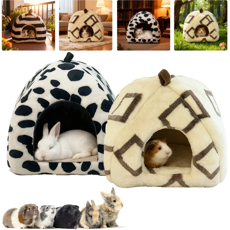 

Winter Cold Proof Warm Hamster Nest Hangable Removable Small Animal House Non-slip Rabbit Guinea Pig Cave Bed Клетка Для Хомяка