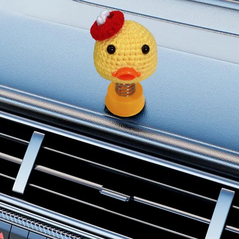 Car Dashboard Decorations Crochet Sunflower Frog Duck Bobblehead Car Decorations Animated Bobble Dancer Car Decor Aesthetic