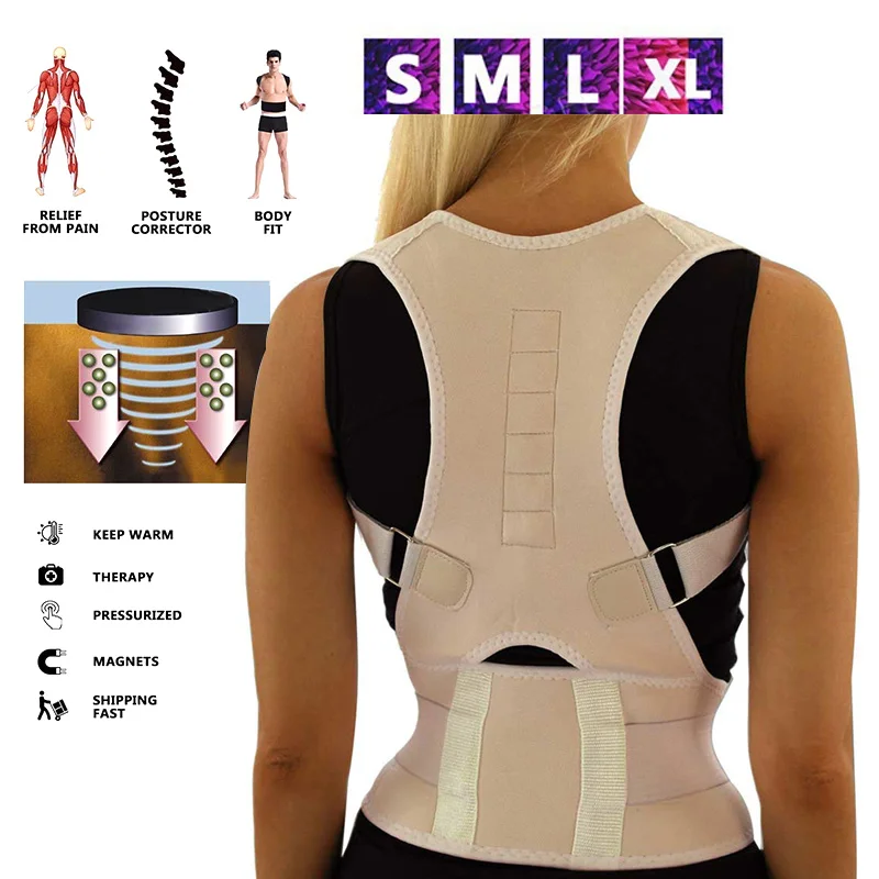 Men And Women Sitting Posture Corrector Adjustable Magnetic Shape Body Shoulder Brace Belt Back Vertebra Correct Therapy