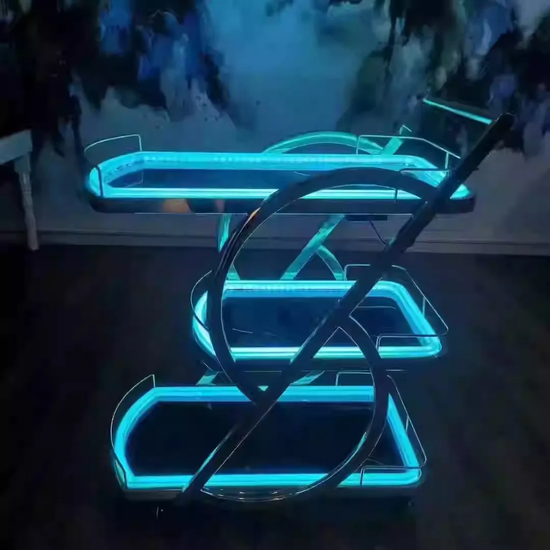 Bar luminous trolley night KTV night wine food delivery cart movable birthday cake cart led trolley