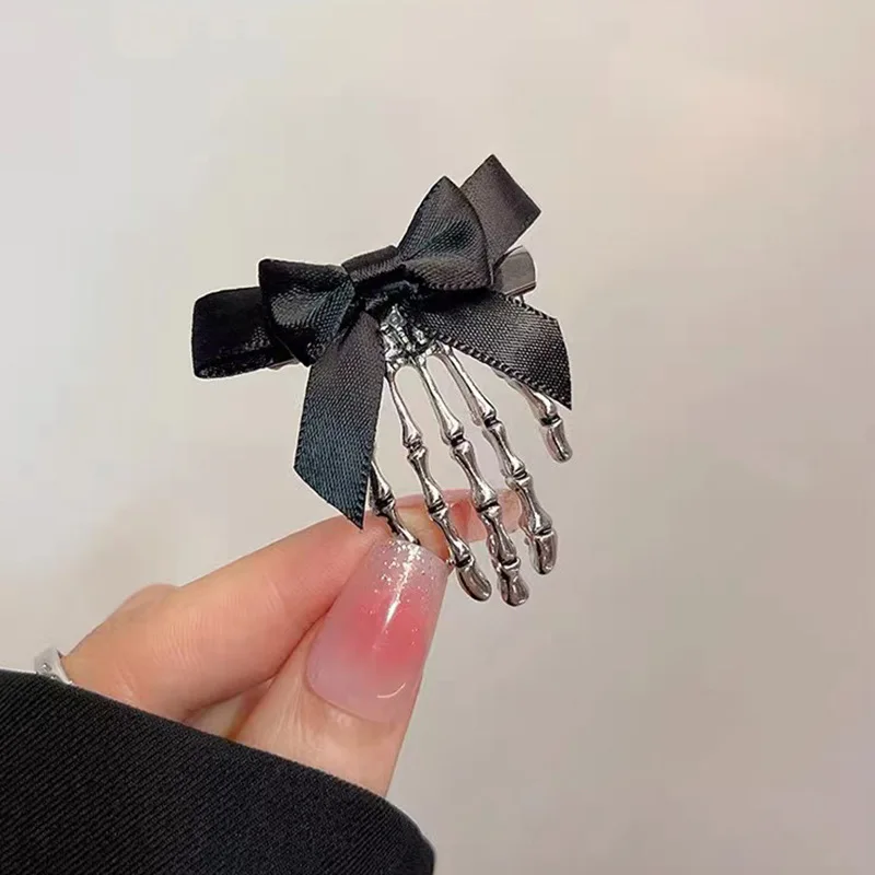Holloween Spooky Bowknot Hair Cards Headdress Clips Hair Skull Hand Girl Hair Accessoires Sweet Cool Headwear Hairpins For Women